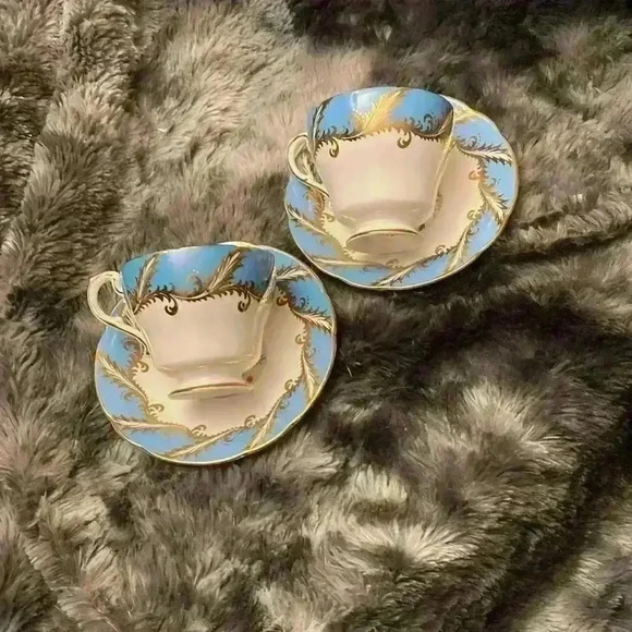 Paragon Teacup and Saucer Pattern E 104 H Blue set of 2 - Picture 3 of 12